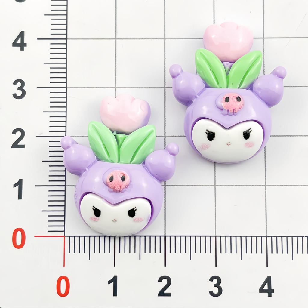 Sanrio Cartoon Resin Accessories: DIY Bead Box, Phone Case String, Bag, Potted Plant, and Refrigerator Magnet Decoration