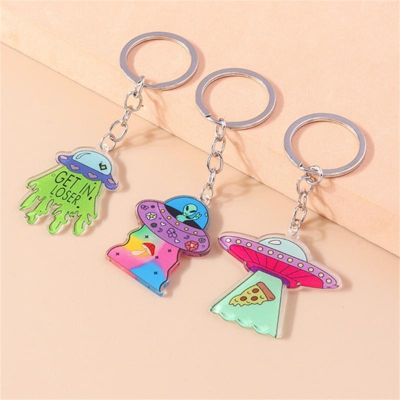 Creative Acrylic UFO Keychain Modern Key Ring Accessory Perfect Gift For Sci Fi Fans And Space Enthusiasts