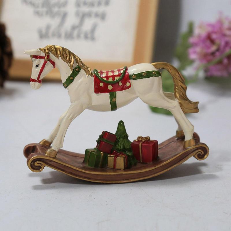 Resin Statue Christmas Rocking Horse Nordics Abstract Ornaments For Figurines Interior Sculpture Room Home Decor