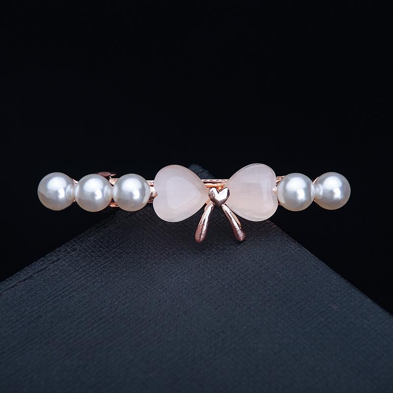 Hair Accessories Rhinestone Bow Hair Clip, Adult Pearl Horizontal Clip, Ponytail Clip, Top Clip, Spring Clip, Small Pearl Hair Clip