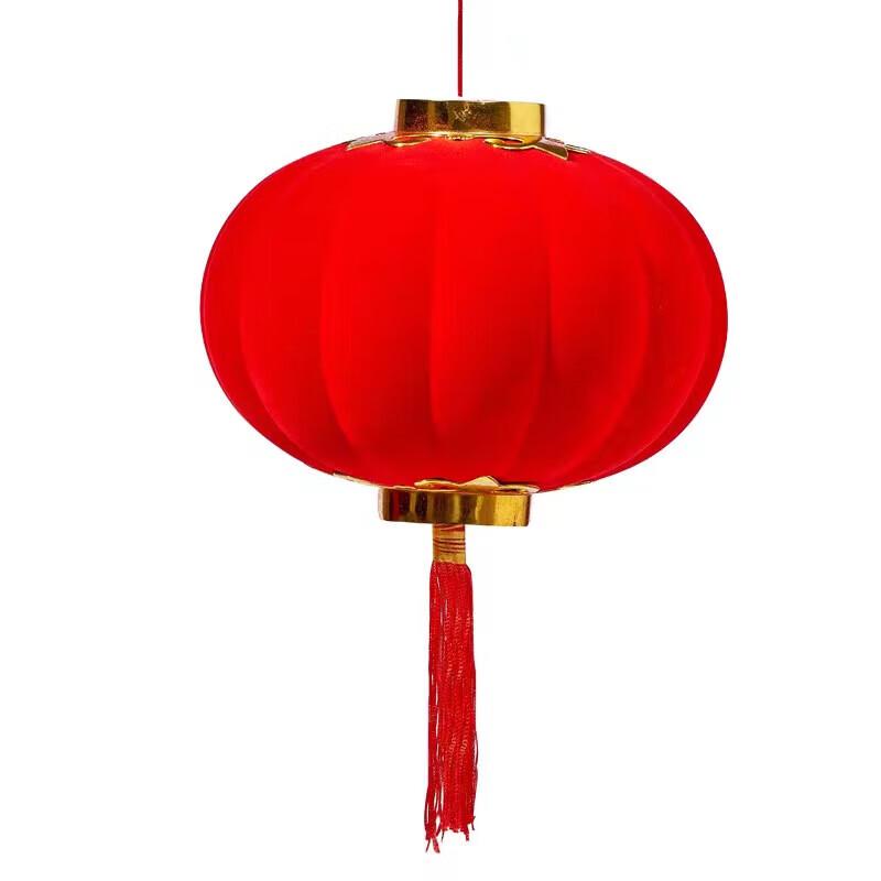 Chinese New Year Red Flocked Lanterns