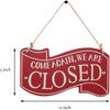Open and Closed Sign for Business Door- Reversible Double Sided Decor Wood Sign Hangging Store Sign (Red)