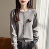 Spring 2026 Women's Knitwear Round Neck Cardigan with Colorful Buttons and Small Horse Design