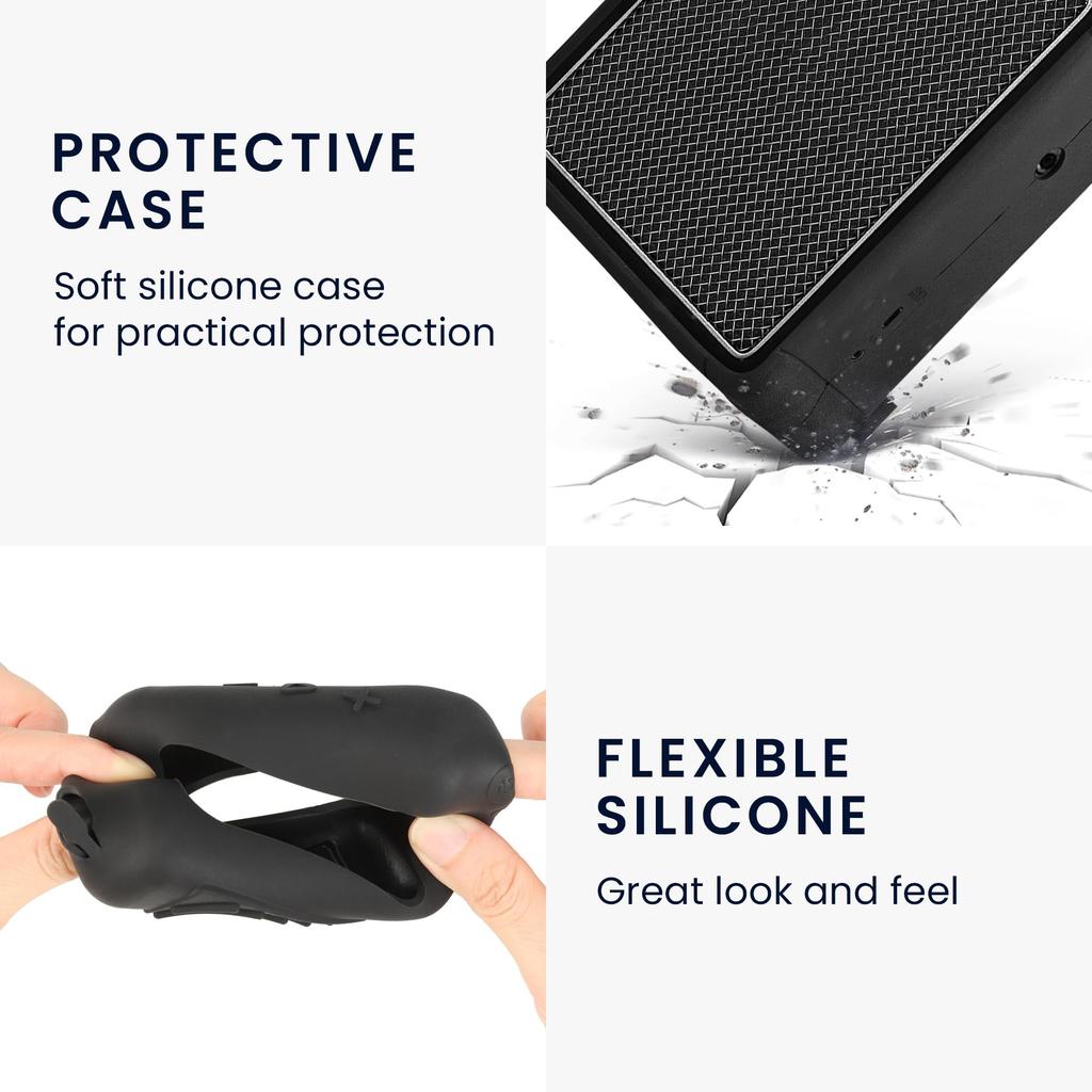 kwmobile Marshall Stockwell II Case - Protective Speaker Case, Shockproof, Soft Silicone - Black