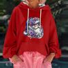 Women's Christmas Print Loose Casual Long Sleeve Hooded Sweatshirt