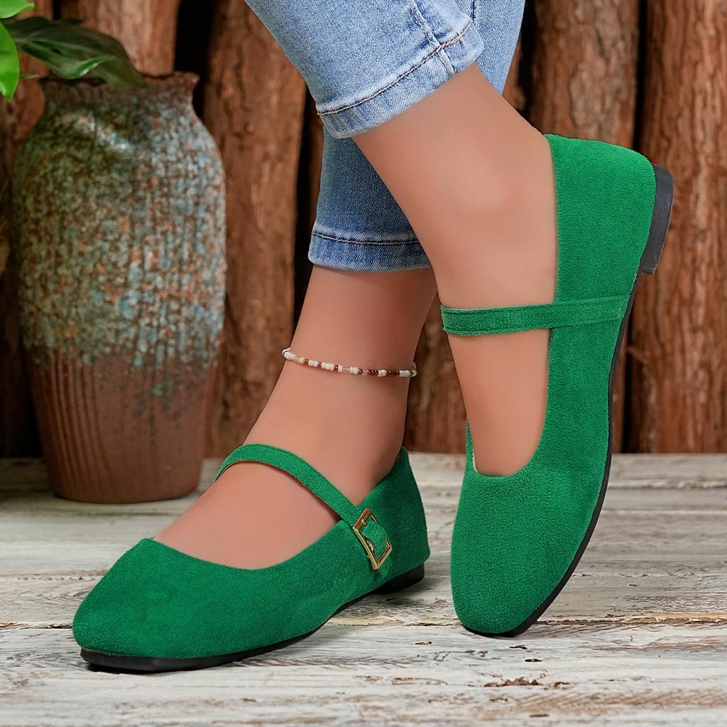 Scarpe Mary Jane Piatte in Stile Francese con Una Singola Fibbia, Punta Quadrata e Design a Taglio Basso, Che Esprimono Un Fascino Retrò