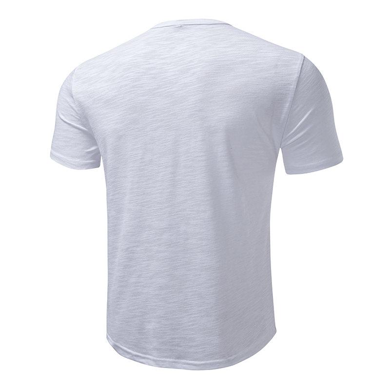 New Design Men's Summer Solid Color T-Shirts Bamboo-Handled Henry Collar Casual Button Short Sleeve Top Tees Hip Hop Streetwears