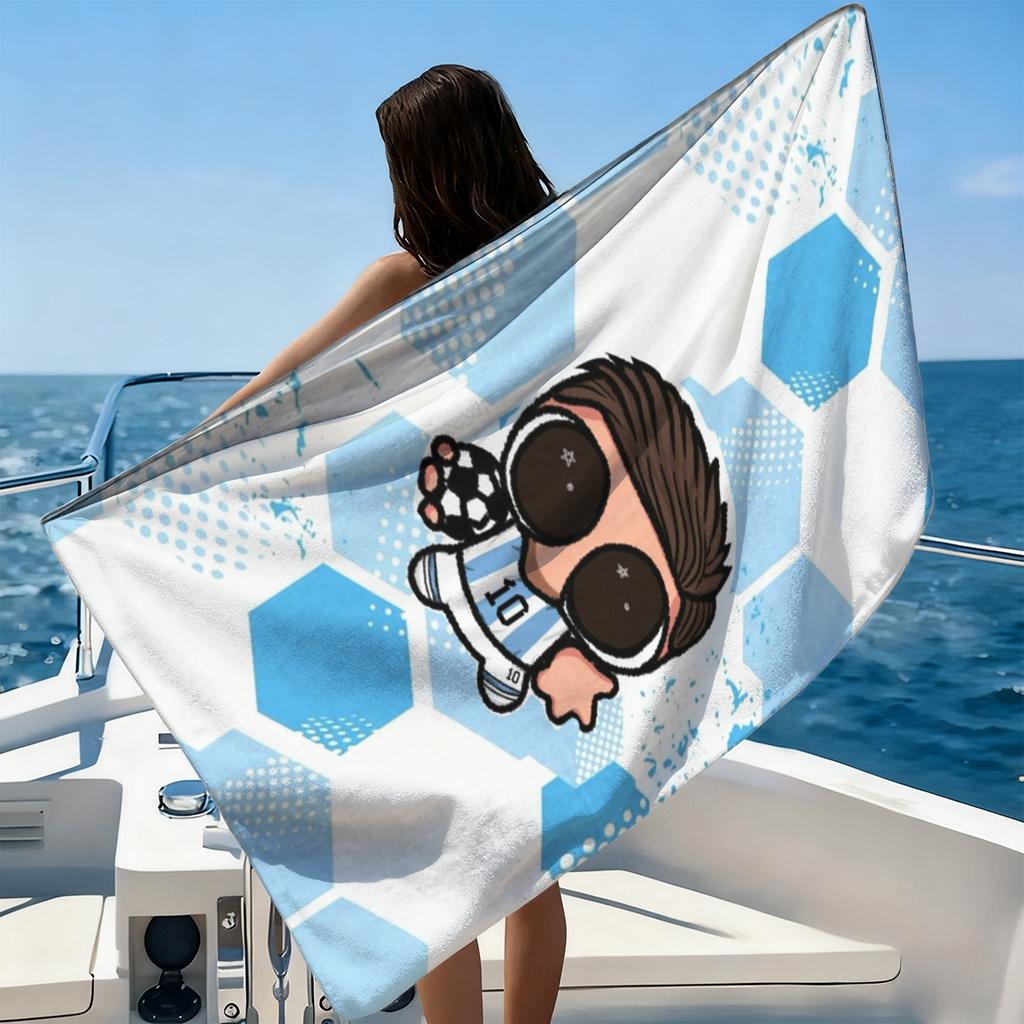 1pz N.10 Atleta Calcio Messi Telo da Spiaggia Grande Asciugatura Rapida per Spiaggia Piscina Yoga Palestra Relax a Casa Asciugamano Regalo per Amici