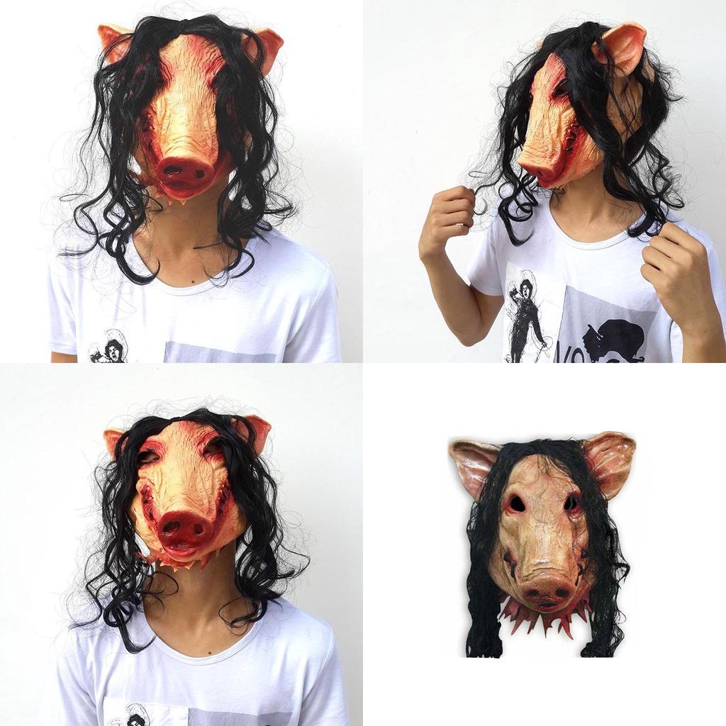 Creepy Animal Prop Scary Pig Head Mask For Halloween Cosplay Costume Parties