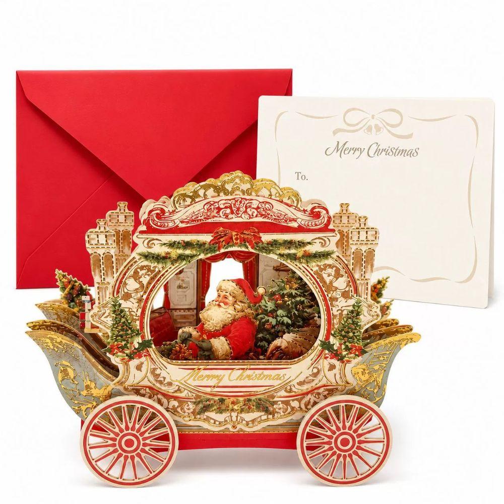 With Envelopes Holiday Greeting Card Santa Claus Invitation Card Cute 3D Christmas Card Xmas
