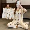Bear Cartoon Cloud Cotton High Value Summer Women'S Loungewear Pajamas Short Sleeves Three-Piece Set