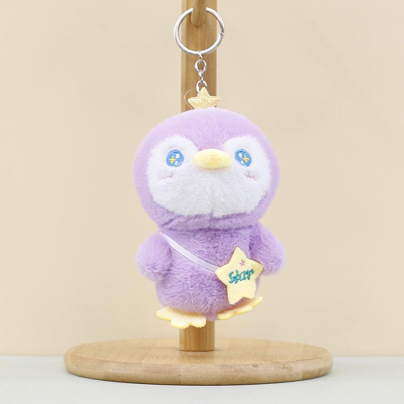 Stuffed Little Penguin Animals Bag Hangers Key Chains Purple Blue Grey Pink