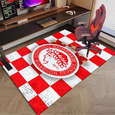 Olympiacos Fc Crest Emblem Area Rug Office Rug, Chair Rug, Decor Carpet Livingroom Bedroom Mat, Large Size Fan Gifts Christmas Gifts