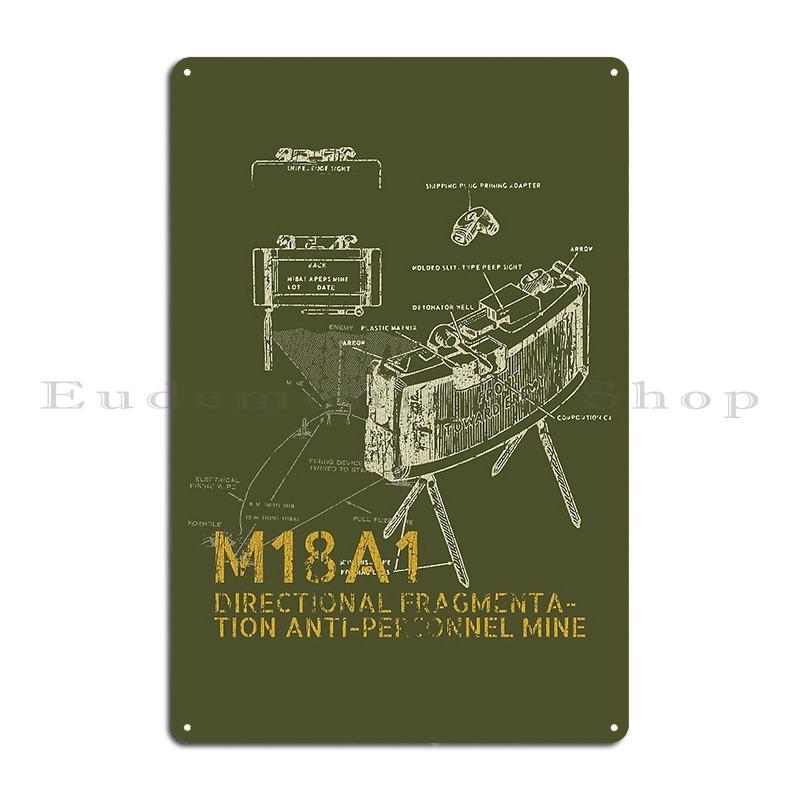 Мина M18a1 Клеймор Противопехотная Металлическая Табличка Постер Праздничные Тарелки Ретро Настенный Декор Таблички Дизайн Жестяная Табличка Постер 20x30cm（7.8x11.8inch）