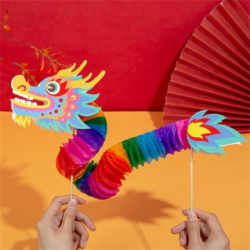 Paper Dragon Puppet Kits Paper Dragon Toy Chines New Year Supplies
