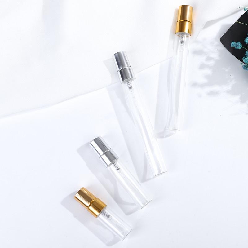 50/100PCS 2ML 3ML 5ML 10ML Gold Mini Empty Spray Bottle Cosmetics Perfume Glass Bottle Sample Thin Glass Vials Wholesale