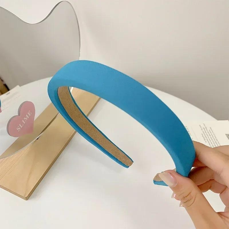 New Korean Colored Solid Sponge Hair Hoop for Women's Retro Knitted Soft Headwear Suitable for Various Styles of Accessories