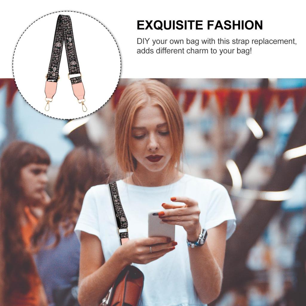 LIFKOME Shoulder Strap, Bag Belt, Single Replacement, Floral Print, Thick, Wide, 3.7cm, Adjustable Length, Crossbody, Ethnic Embroidery, Stylish,