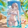 Light Blonde Long Hair Anime Girl Ruffle Bikini Beach Towel Microfiber Quick Dry Kawaii Bath Towel For Pool Beach Travel Otaku