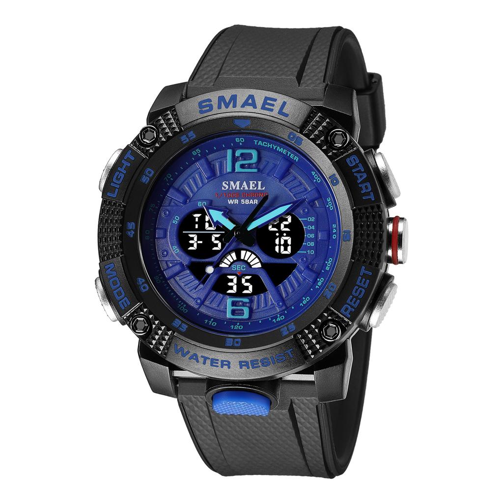 SMAEL Casual Waterproof Watch Digital Dual Display Outdoor Sports Multi-functional Glow-in-the-dark Men's Watch
