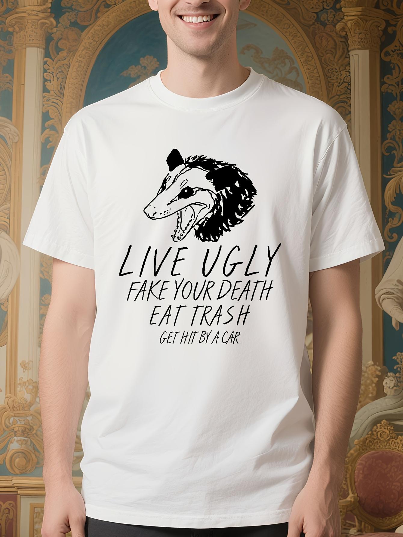 Funny Graphic Tshirt - Live Ugly Wolf Head Design - White... XXL