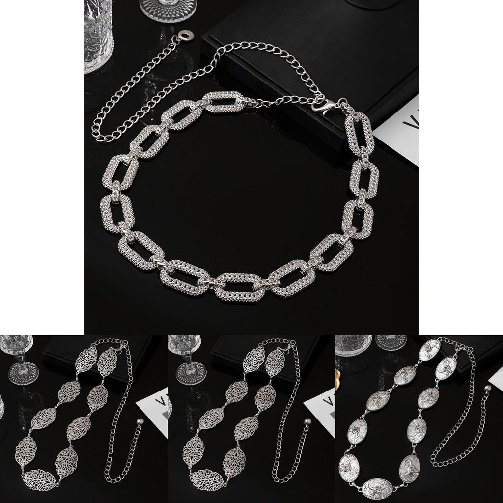 Vintage Boho Metal Waist Belt With Hollow Leaf Design For Summer Fashion