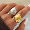 Stainless Steel Feather Shaped Zircon Rings for Women Men Fashion Classic Waterproof Opening Rings Banquet Jewelry Accessories