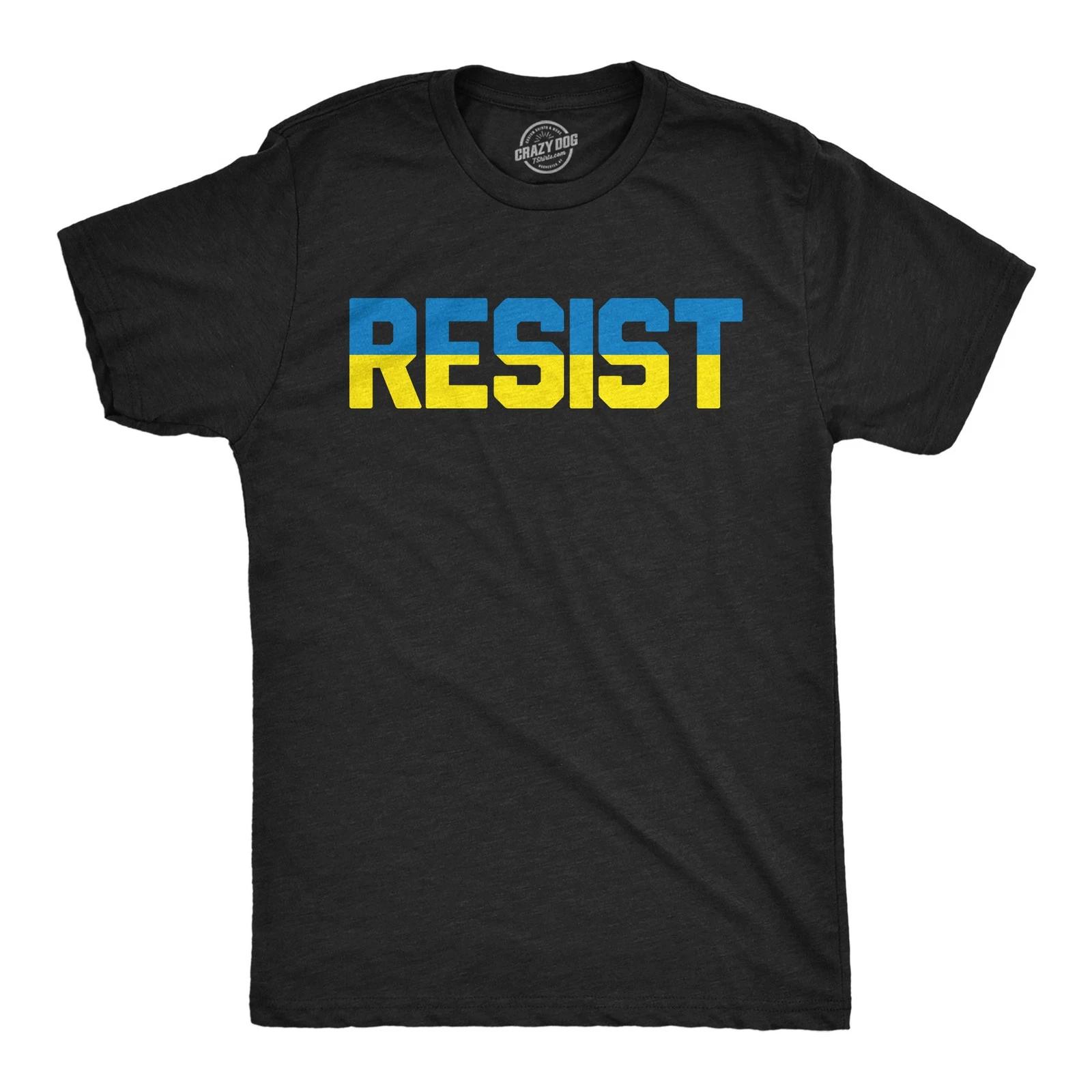 Mens Funny T Shirts Ukraine Resist Awesome Graphic Novelty Tee for Men L