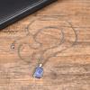 Stainless Steel Rectangle Natural Stone Pendant Necklaces, Minimalist Dainty Chain Necklace, Luxury Fashion Jewelry For Men Gift