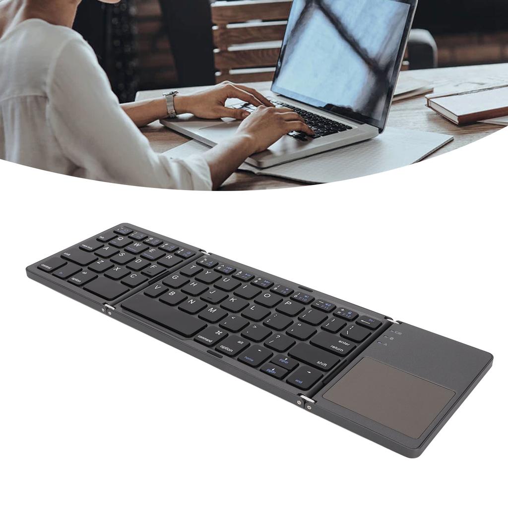 3 Folding Keyboard with Touchpad 63 Keys 10m Connection USB Charging Wireless Keyboard for Smartphone Tablet Laptop Travel