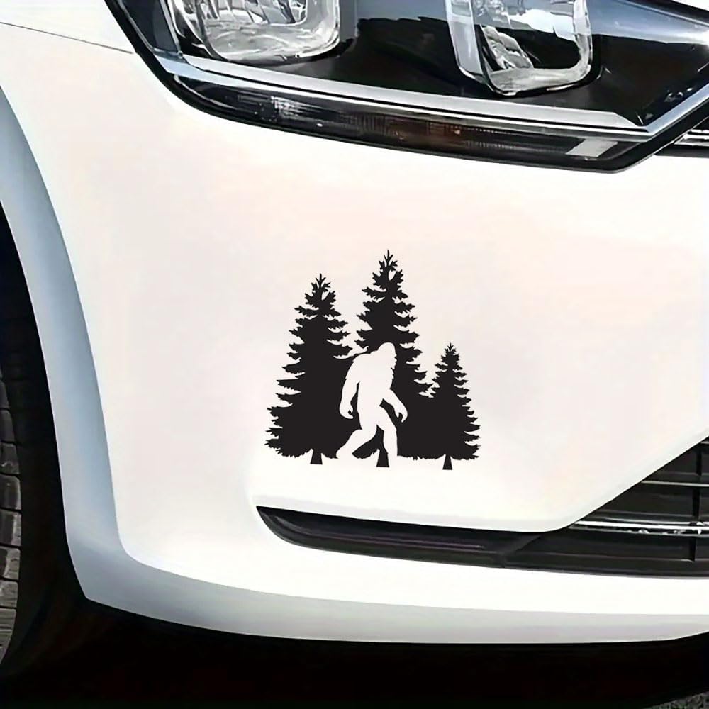 2 PCS Bigfoot Forest Scene Waterproof Vinyl DecaI Black Silhouette Stickers for Car Wall Laptop Removable Decorative Decals A-159