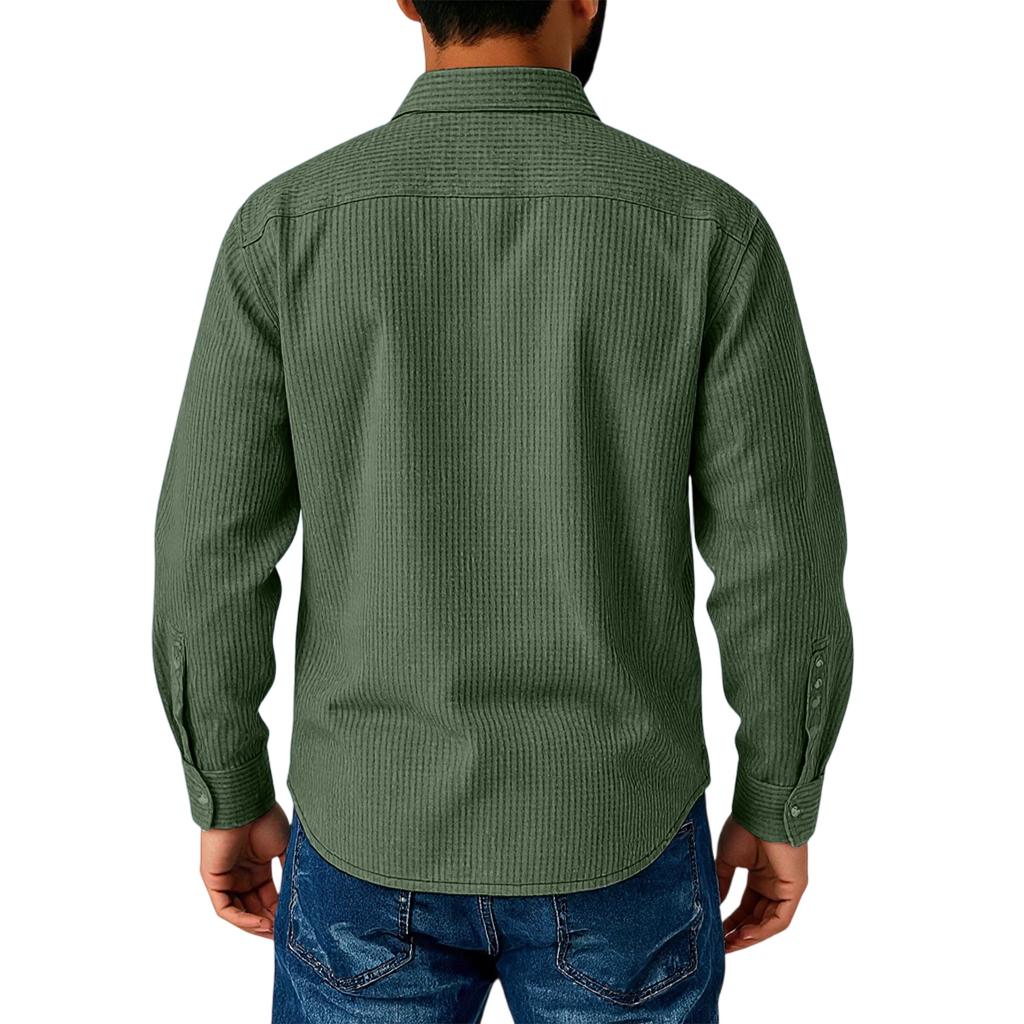 Men's  Trend  Fashion  Leisure  Versatile  Flip Collar  Long Sleeves  Shirt