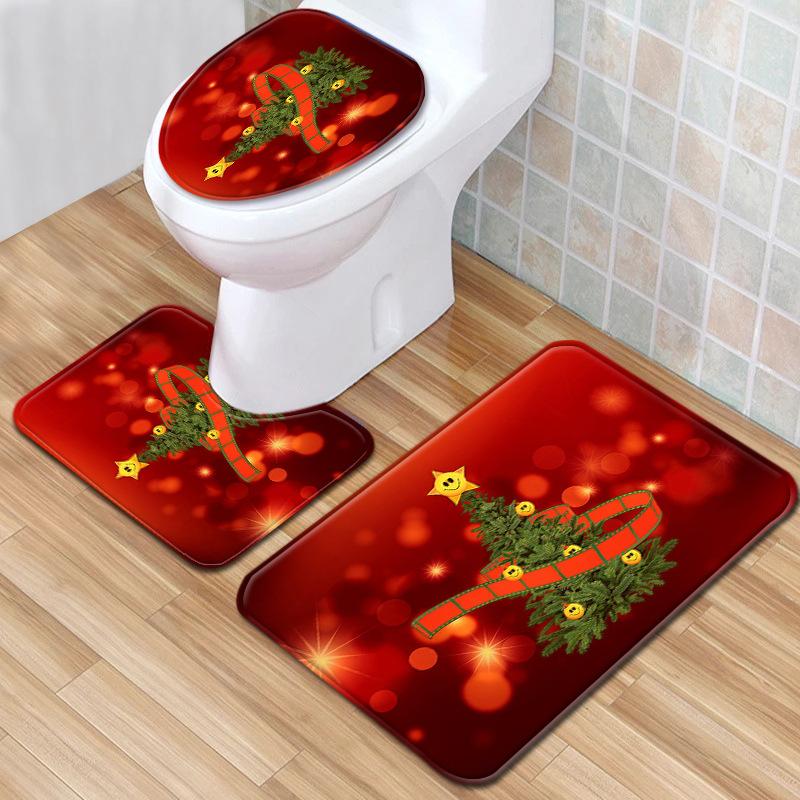 Weihnachts-Badezimmer-Bodenmatte Toilette Dreiteiliges Set