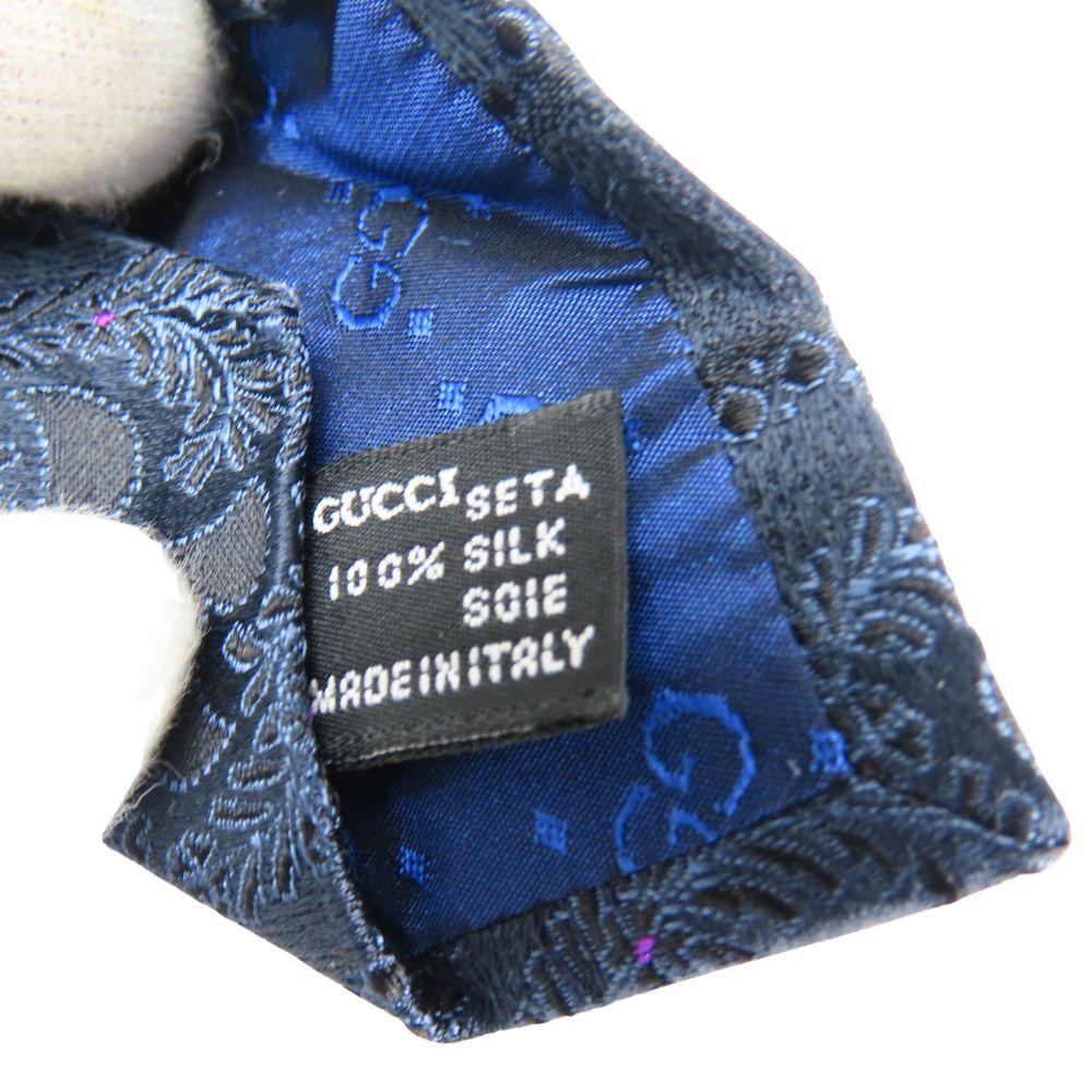 Used GUCCI tie Gloss Paisley Pattern silk Navy system purple business