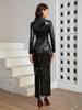 Plus Size PU-Leder Bodycon-Kleid - Sexy Europäischer & Amerikanischer Stil für Damen
