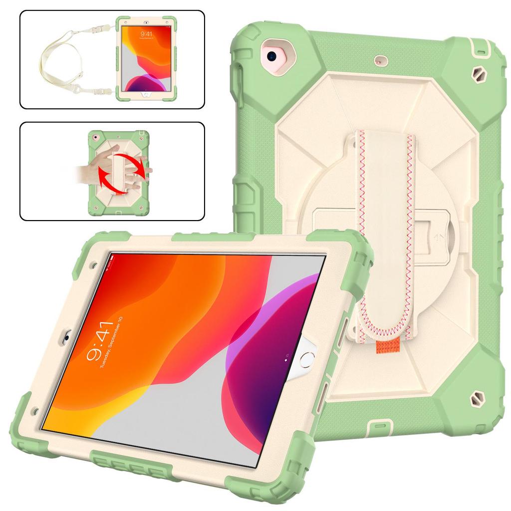 iPad 10.2 Contrast Shoulder Strap Case: 360° Rotating, Dual-Layer, Silicone Protective Cover for iPad 9/8/7