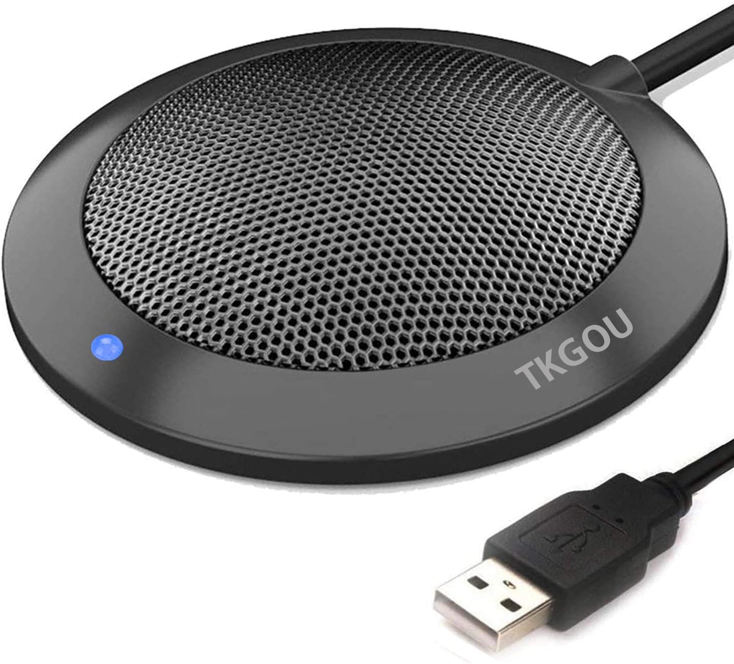 

TKGOU USB Conference Microphone, Computer Desktop Microphone with LED Indicator, Plug and Play Omnidirectional Condenser for PC Laptop, Online Meeting
