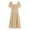 Women's Square Neck Short-Sleeve Midi Dress