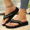 Fashion New Rivet Decor Clip Toe Slippers Women Casual Weightlight Wedge Flip Flops Female Daily Anti Slip Med Heel Flat Slides Mujer