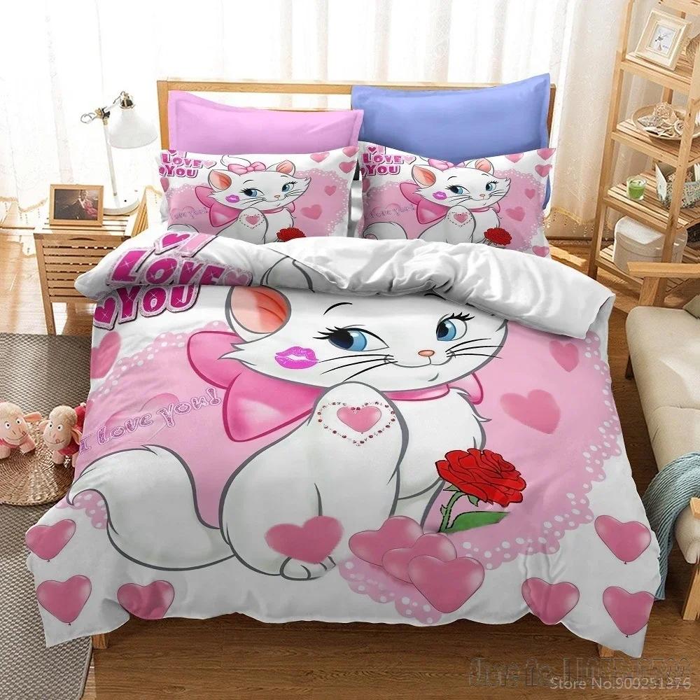 3D Print Cartoon Marie Cat Duvet Cover Set HD Comforter Cover for Kids Bedding Sets Bedclothes Bedroom Decor