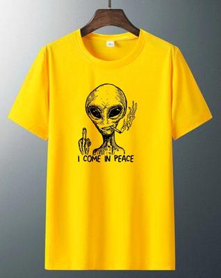 Alien I Come In Peace T-Shirt, Funny Smoking Sci-Fi Novelty Unisex Tee