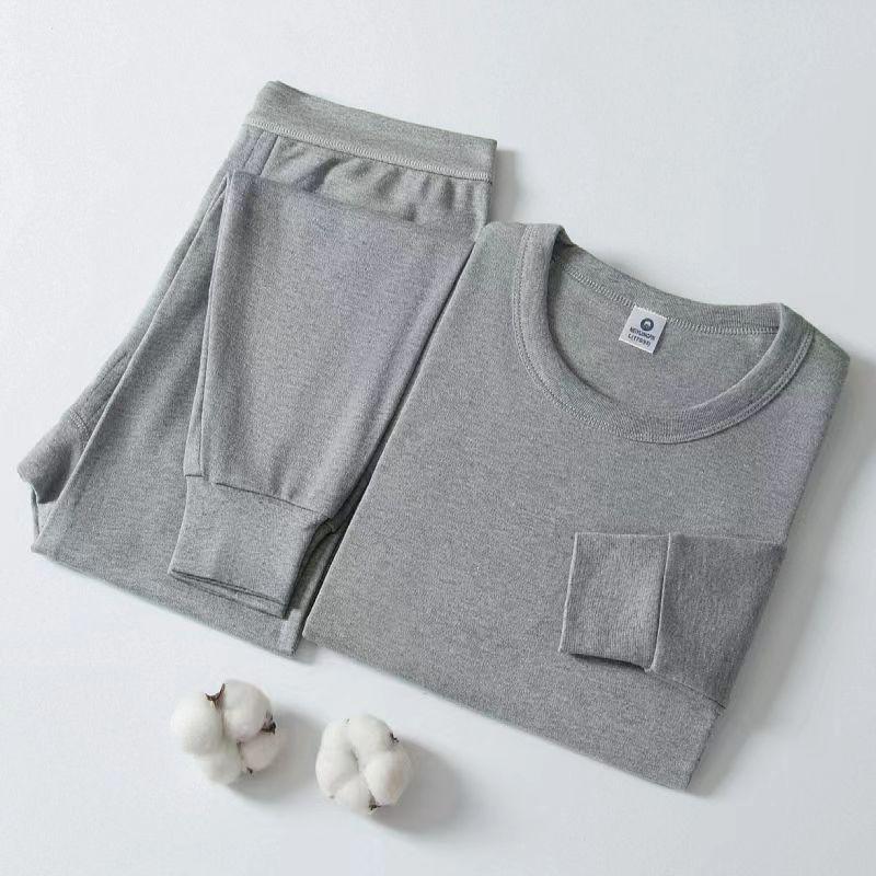 Men's Thermal Cotton Knit Underwear Set for Middle-Aged & Elderly - Thread Shirt & Pants for Fall & Winter