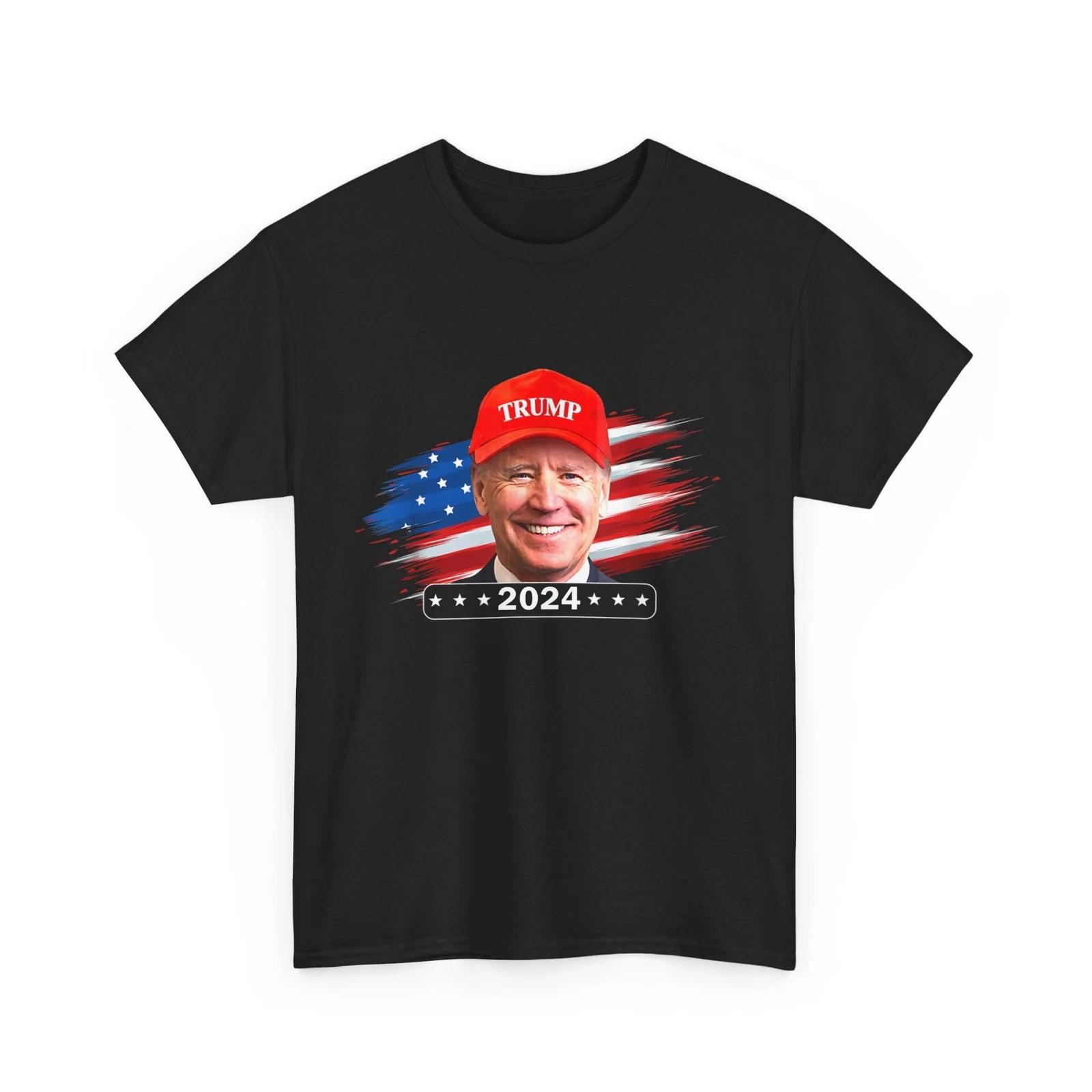 Funny Joe Biden Wearing Hat Trump T-Shirt L