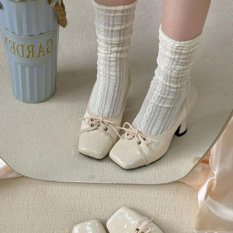 High Heels Women's Loafers Shoes Square Toe Elegant Heels Sandals  Autumn Shallow Fashion Dress Shoes Pumps Mujer