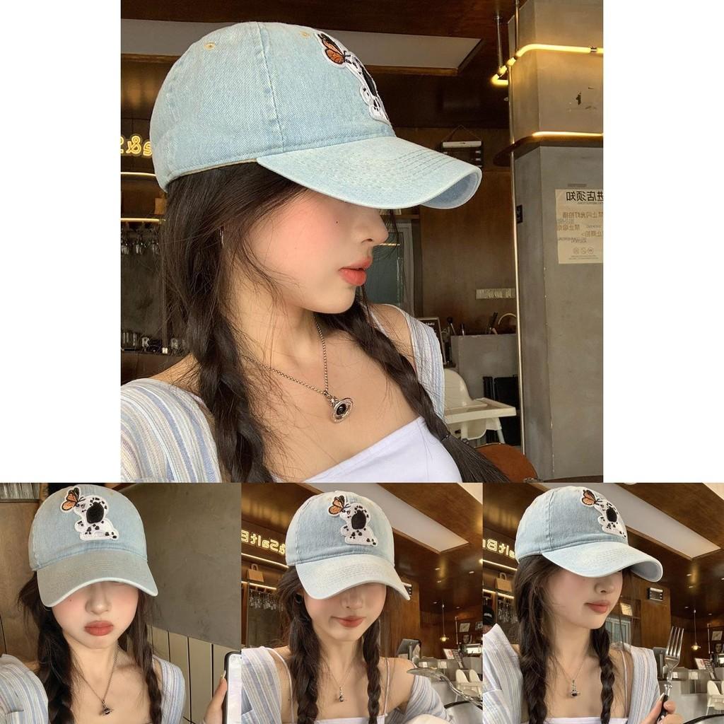 Adorable Korean Style Polka Dot Denim Baseball Cap For Spring Summer Unisex Wear