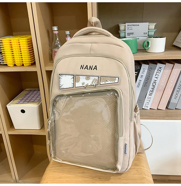 School Bag New School Bag Female Korean Version Ins Wind Two-dimensional Transparent Bar Pain Bag Multi-compartment Middle and High School Student