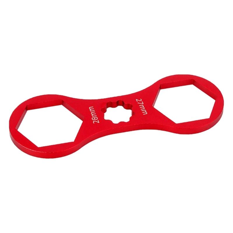 Aluminum Alloy Bicycles Fork Cap Wrenches with Two End Openings and Toothed Center Opening for Suspension Fork Maintenance