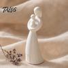 3D Printed Mother and Child Sculpture, Matte White Abstract Embrace Statue with Anti-Tipping Base, Minimalist Home Decor for Living Room Mother’s Day