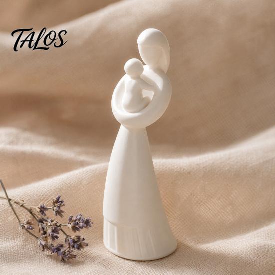3D Printed Mother and Child Sculpture, Matte White Abstract Embrace Statue with Anti-Tipping Base, Minimalist Home Decor for Living Room Mother’s Day