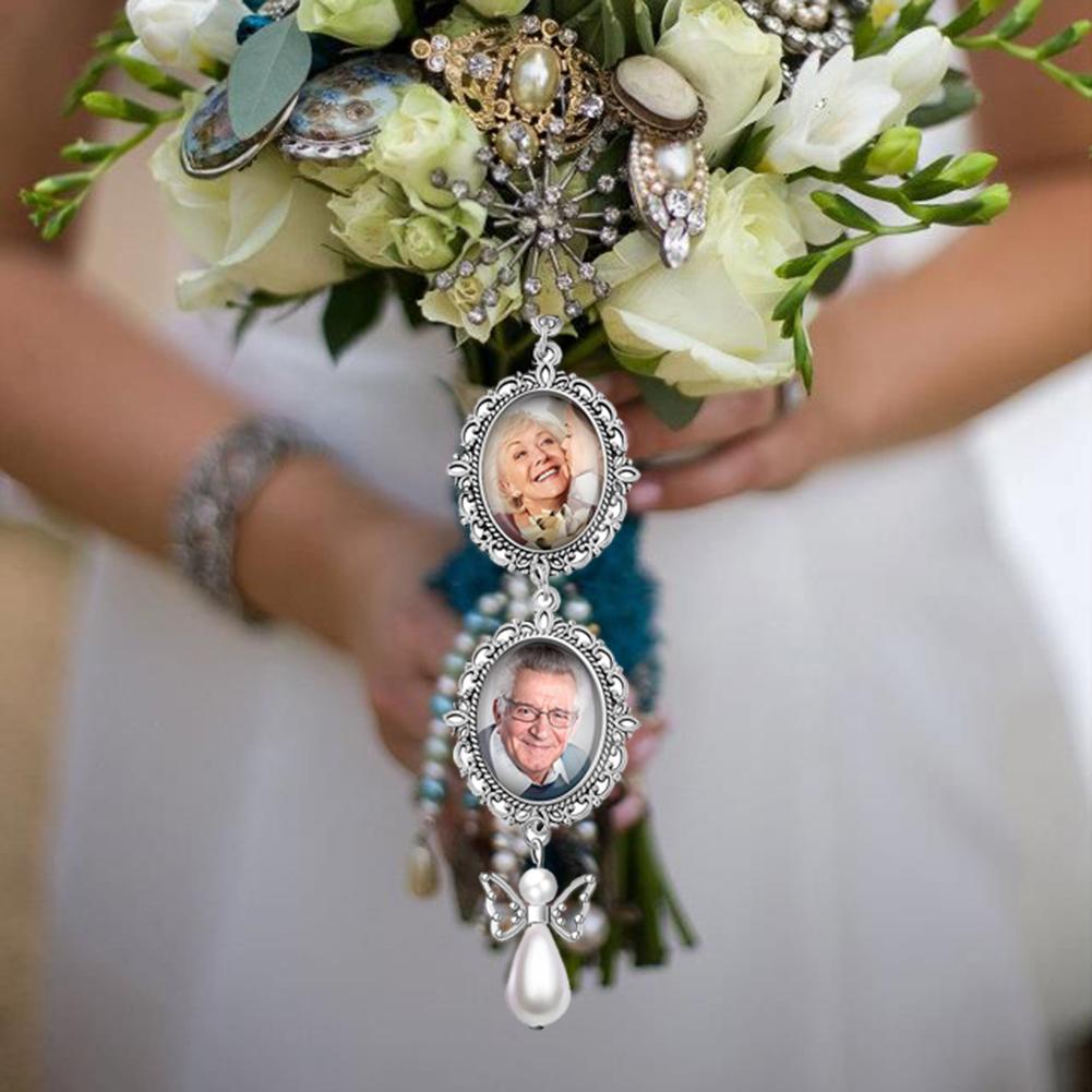 Wedding Bouquet Photo Charms Cabochon Pendants Pearl Pendant for Bridal Wedding Party
